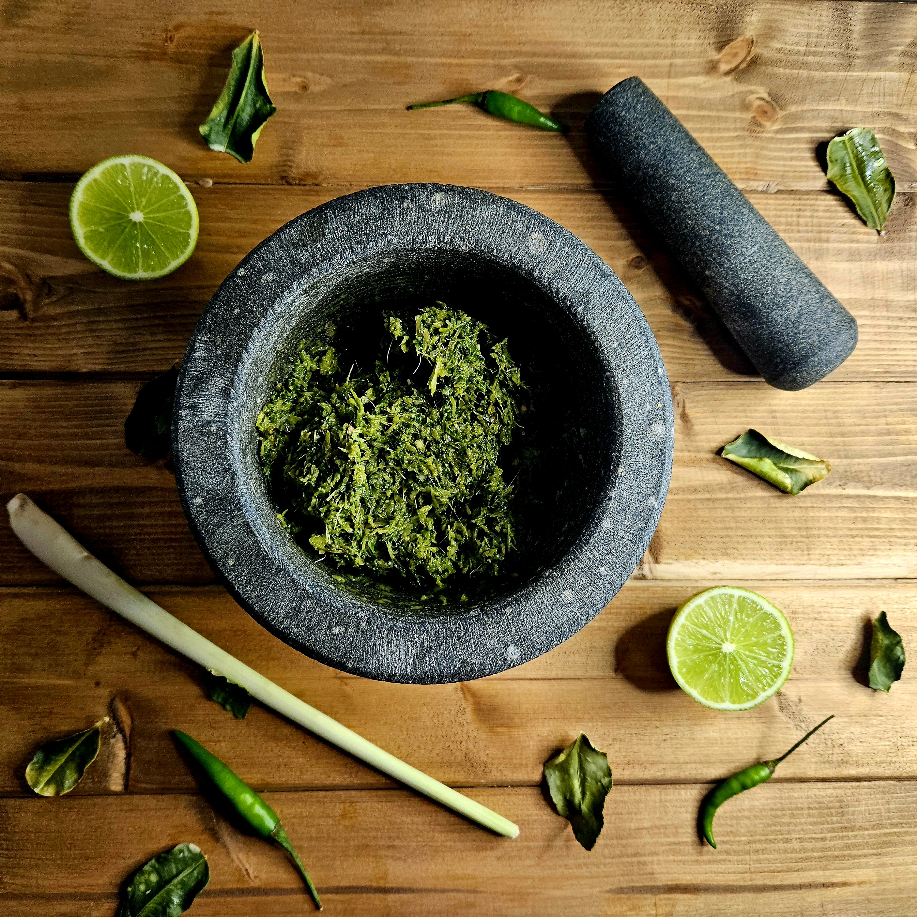 Thai Green Curry Paste with Lime, Thai Basil, Chillies, and Ginger