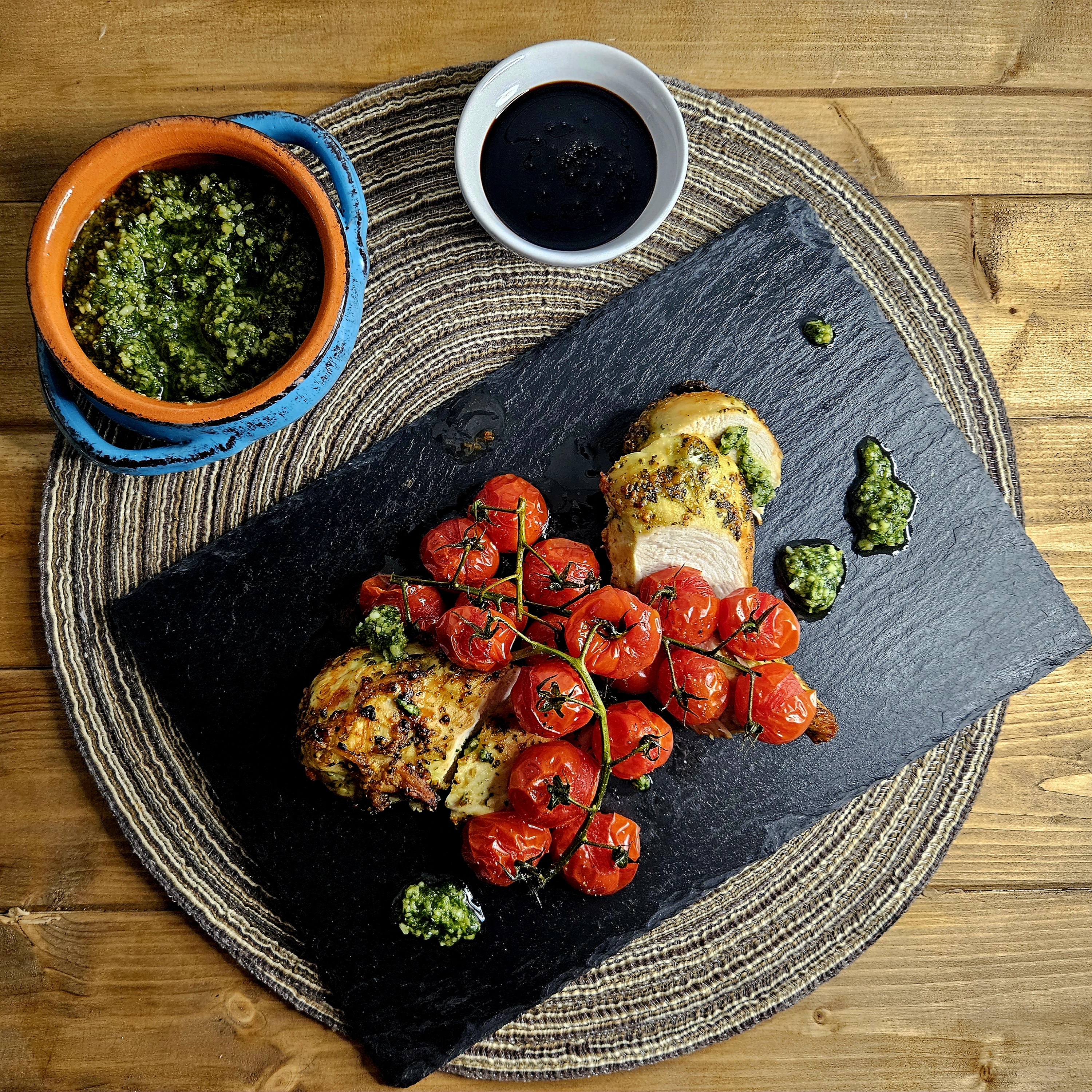 This pesto grilled chicken recipe isn’t as restrictive as the title implies. It can be barbecued, air fried or roasted. It’s a simple 2 ingredient recipe, but homemade pesto, which uses more ingredients, is always a winner.