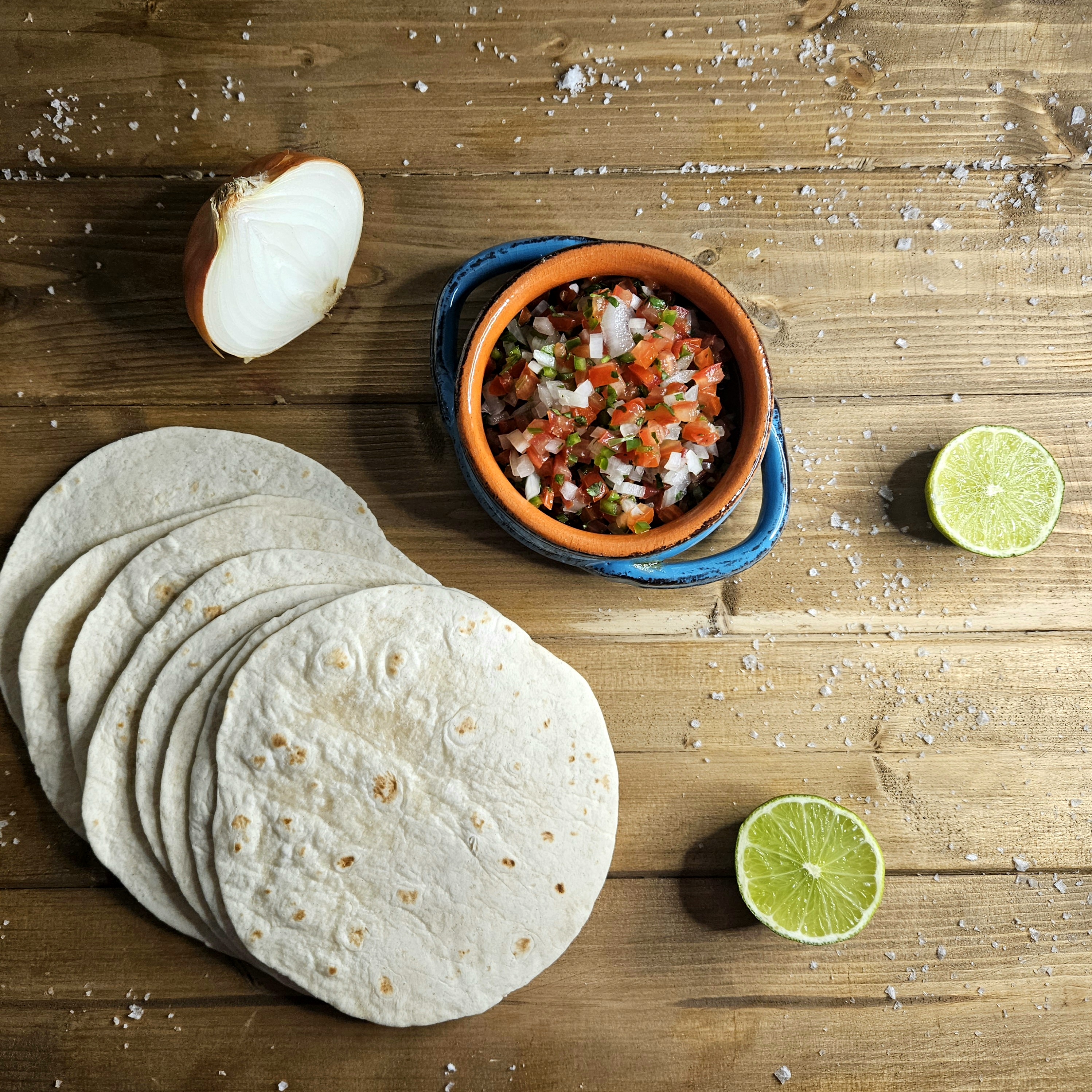A chopped salsa called pico de gallo, perfect for mexican night. Serve with fajitas, burritos and tacos